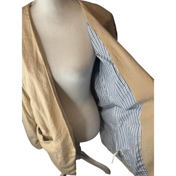 Free People Womens Linen Blame Blazwr Jack One Button Striped Lining Oversized M - Picture 2 of 6